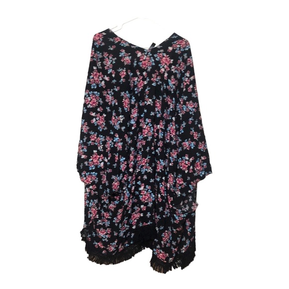 Lane Bryan Kimono Floral Fringe lightweight Flowy M Dolman Festival Coachella - Picture 4 of 8